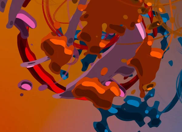 Soyut Arka Plan Sanatı Boyutlu Illüstrasyon Tuvalde Fırça Darbeleri Çok — Stok fotoğraf