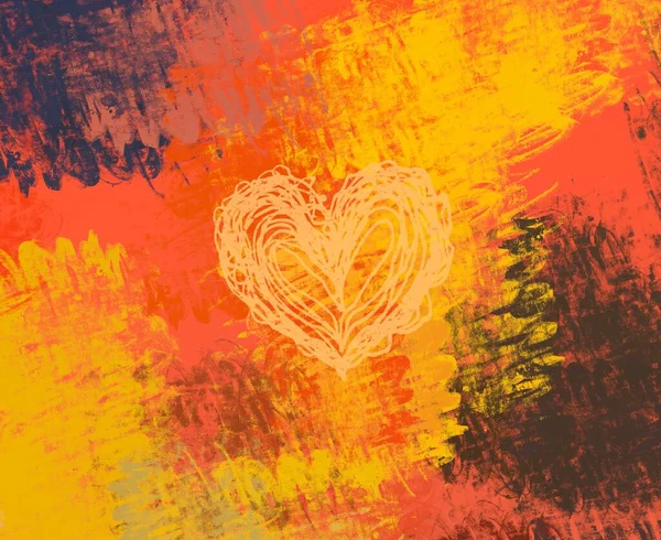 Abstract Valentine Background Art Hearts Canvas Multicolored Romantic Backdrop Contemporary — Stock Photo, Image