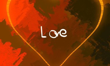 Soyut Sevgililer Günü arkaplan sanatı. Kalpler tuvalde. Çok renkli romantik bir fon. Çağdaş sanat. Sanatsal dijital palet.