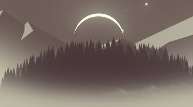 soyut tepe orman manzarası sisli ağaçlar fotokopi alanı, doğal arkaplan