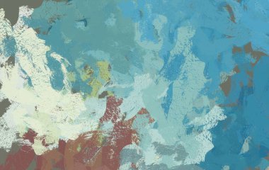 Soyut arka plan sanatı. 2D çizim. Etkileyici yağlı boya resim. Tuvalde fırça darbeleri. Modern sanat. Çok renkli arkaplan. Çağdaş sanat. İfade. Sanatsal dijital palet.