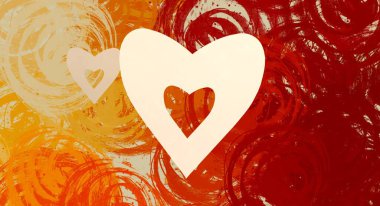 Soyut Sevgililer Günü arkaplan sanatı. Kalpler tuvalde. Çok renkli romantik bir fon. Çağdaş sanat. Sanatsal dijital palet.