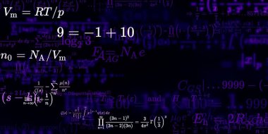 Formüllü matematik geçmişi, kusursuz çizimler. Renkli sembollü soyut desen  