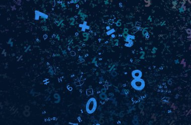 Matematik. 2D çizim. Numaralı soyut arkaplan, boşluğu kopyala 
