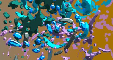 Soyut arka plan sanatı. 3 boyutlu illüstrasyon. Tuvalde fırça darbeleri. Çok renkli arkaplan. Çağdaş sanat. Sanatsal dijital palet.