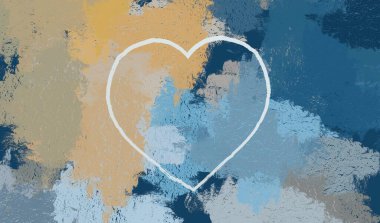 Soyut Sevgililer Günü arkaplan sanatı. Kalpler tuvalde. Çok renkli romantik bir fon. Çağdaş sanat. Sanatsal dijital palet.