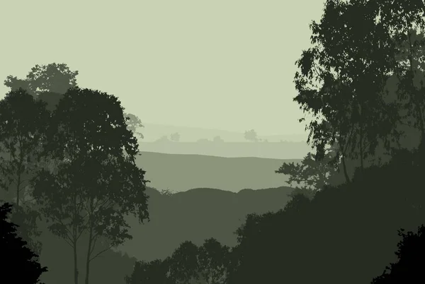 Astratto Nebbia Montagne Paesaggio Con Spazio Copia Sfondo Naturale — Foto Stock