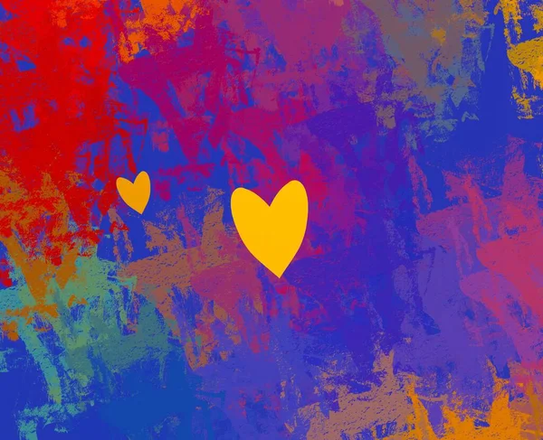 Abstract Valentine Background Art Hearts Canvas Multicolored Romantic Backdrop Contemporary — Stock Photo, Image