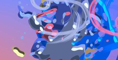 Soyut arka plan sanatı. 3 boyutlu illüstrasyon. Tuvalde fırça darbeleri. Çok renkli arkaplan. Çağdaş sanat. Sanatsal dijital palet.