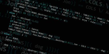Yazılım geliştirici programlama kodu. Soyut modern sanal bilgisayar senaryosu. Masaüstü ekranında yazılım geliştirici programcının çalışması 
