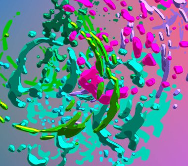 Soyut arka plan sanatı. 3 boyutlu illüstrasyon. Tuvalde fırça darbeleri. Çok renkli arkaplan. Çağdaş sanat. Sanatsal dijital palet.