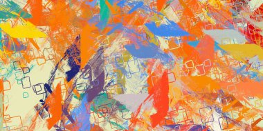 Soyut arka plan sanatı. 2D çizim. Etkileyici yağlı boya resim. Tuvalde fırça darbeleri. Modern sanat. Çok renkli arkaplan. Çağdaş sanat. İfade. Sanatsal dijital palet.