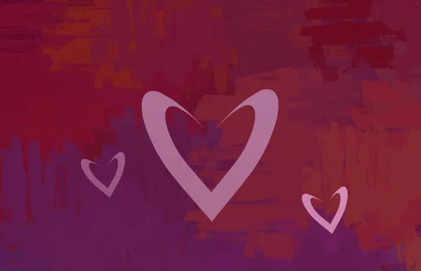 瓦伦丁背景艺术 帆布上的心 五彩斑斓的浪漫背景 当代艺术艺术数字调色板 — 图库照片