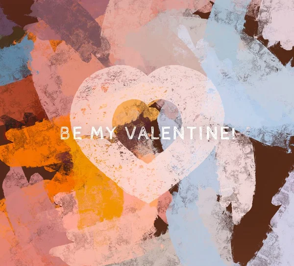 Abstract Valentine Background Art Corazones Sobre Lienzo Fondos Románticos Multicolor — Foto de Stock
