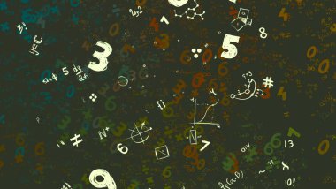 Matematik. 2D çizim. Numaralı soyut arkaplan, boşluğu kopyala 