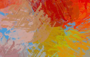 Soyut arka plan sanatı. 2D çizim. Etkileyici yağlı boya resim. Tuvalde fırça darbeleri. Modern sanat. Çok renkli arkaplan. Çağdaş sanat. İfade. Sanatsal dijital palet.