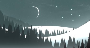 soyut sisli dağlar ağaçlarla kaplı, doğal arkaplan