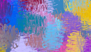 Soyut arka plan sanatı. 2D çizim. Etkileyici yağlı boya resim. Tuvalde fırça darbeleri. Modern sanat. Çok renkli arkaplan. Çağdaş sanat. İfade. Sanatsal dijital palet.