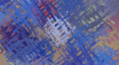 Soyut arka plan sanatı. 2D çizim. Etkileyici yağlı boya resim. Tuvalde fırça darbeleri. Modern sanat. Çok renkli arkaplan. Çağdaş sanat. İfade. Sanatsal dijital palet.