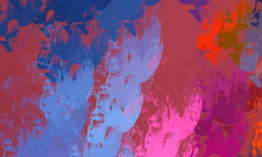 Soyut arka plan sanatı. 2D çizim. Etkileyici yağlı boya resim. Tuvalde fırça darbeleri. Modern sanat. Çok renkli arkaplan. Çağdaş sanat. İfade. Sanatsal dijital palet.