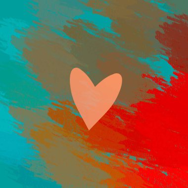 Soyut Sevgililer Günü arkaplan sanatı. Kalpler tuvalde. Çok renkli romantik bir fon. Çağdaş sanat. Sanatsal dijital palet.