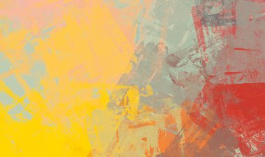 Soyut arka plan sanatı. 2D çizim. Etkileyici yağlı boya resim. Tuvalde fırça darbeleri. Modern sanat. Çok renkli arkaplan. Çağdaş sanat. İfade. Sanatsal dijital palet.