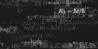 Formüllü matematik geçmişi, kusursuz çizimler. Renkli sembollü soyut desen  