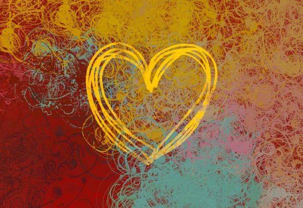 Abstract Valentine Background Art Hearts Canvas Multicolored Romantic Backdrop Contemporary — Stock Photo, Image