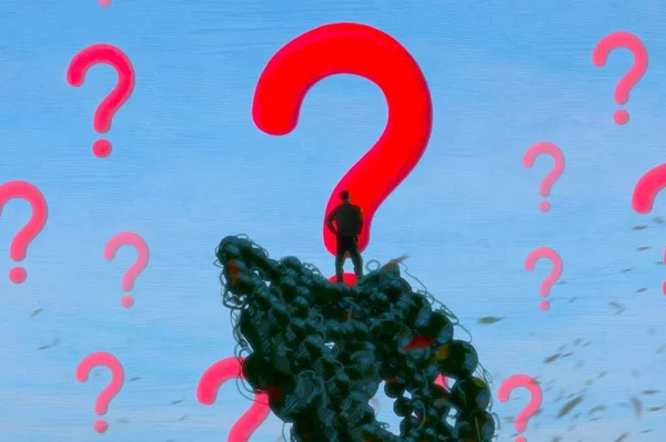 Abstract Background Human Silhouette Question Marks — Stock Photo, Image