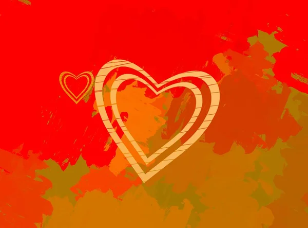 Abstract Valentine Background Art Corazones Sobre Lienzo Fondos Románticos Multicolor — Foto de Stock