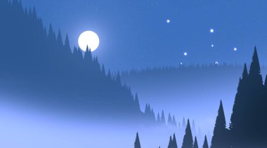 soyut tepe orman manzarası sisli ağaçlar fotokopi alanı, doğal arkaplan