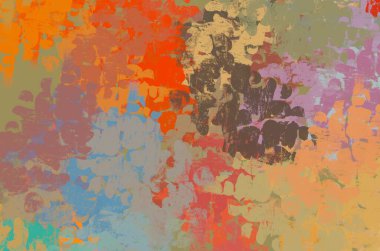 Soyut arka plan sanatı. 2D çizim. Etkileyici yağlı boya resim. Tuvalde fırça darbeleri. Modern sanat. Çok renkli arkaplan. Çağdaş sanat. İfade. Sanatsal dijital palet.