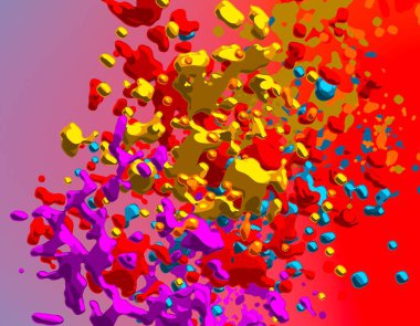 Soyut arka plan sanatı. 3 boyutlu illüstrasyon. Çok renkli arkaplan. Çağdaş sanat. Sanatsal dijital palet.