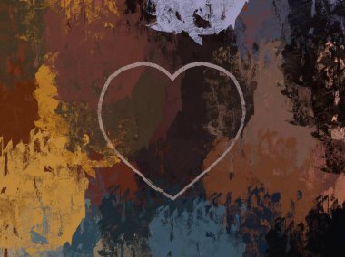 Soyut Sevgililer Günü arkaplan sanatı. Kalpler tuvalde. Çok renkli romantik bir fon. Çağdaş sanat. Sanatsal dijital palet.