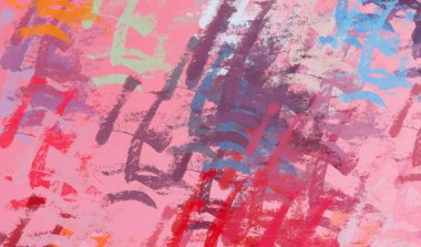 Soyut arka plan sanatı. 2D çizim. Etkileyici yağlı boya resim. Tuvalde fırça darbeleri. Modern sanat. Çok renkli arkaplan. Çağdaş sanat. İfade. Sanatsal dijital palet.