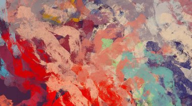 Soyut arka plan sanatı. 2D çizim. Etkileyici yağlı boya resim. Tuvalde fırça darbeleri. Modern sanat. Çok renkli arkaplan. Çağdaş sanat. İfade. Sanatsal dijital palet.