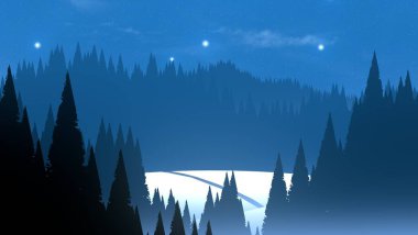 soyut tepe orman manzarası sisli ağaçlar fotokopi alanı, doğal arkaplan