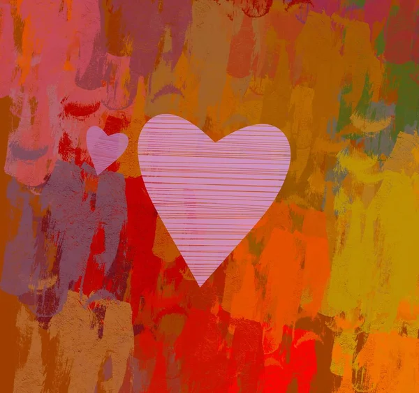 Abstract Valentine Background Art Hearts Canvas Multicolored Romantic Backdrop Contemporary — Stock Photo, Image