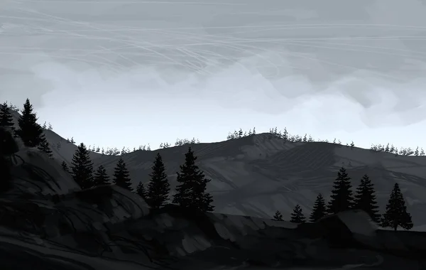 Abstrato Nebuloso Montanhas Paisagem Com Cópia Espaço Fundo Natural — Fotografia de Stock