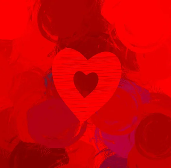 概要バレンタインバックグランドアート キャンバスにハート 多色ロマンチックな背景 現代美術 芸術的なデジタルパレット — ストック写真