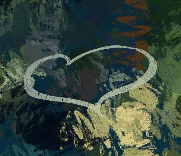 Abstrakte Valentine Hintergrundkunst Herzen Auf Leinwand Bunte Romantische Kulisse Zeitgenössische — Stockfoto