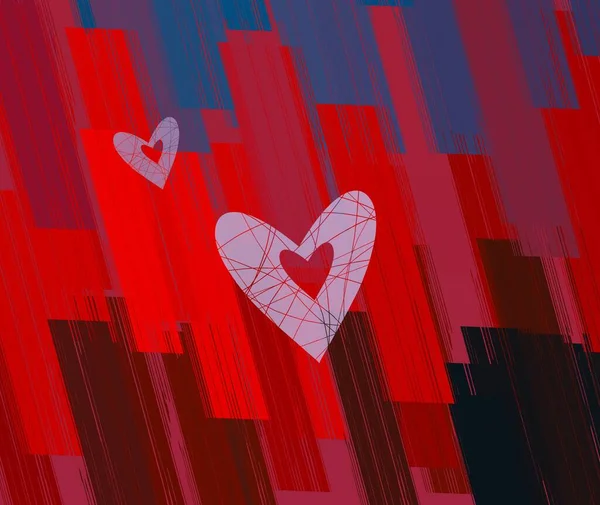 Abstract Valentine Background Art Corazones Sobre Lienzo Fondos Románticos Multicolor — Foto de Stock