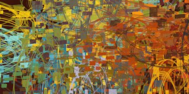 Soyut arka plan sanatı. 2D çizim. Etkileyici yağlı boya resim. Tuvalde fırça darbeleri. Modern sanat. Çok renkli arkaplan. Çağdaş sanat. İfade. Sanatsal dijital palet.