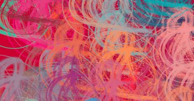 Soyut arka plan sanatı. 2D çizim. Etkileyici yağlı boya resim. Tuvalde fırça darbeleri. Modern sanat. Çok renkli arkaplan. Çağdaş sanat. İfade. Sanatsal dijital palet.