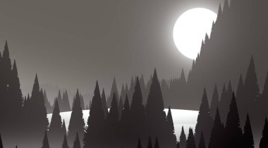 soyut tepe orman manzarası sisli ağaçlar fotokopi alanı, doğal arkaplan