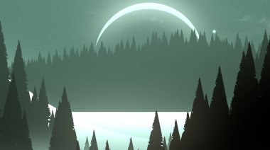 soyut tepe orman manzarası sisli ağaçlar fotokopi alanı, doğal arkaplan