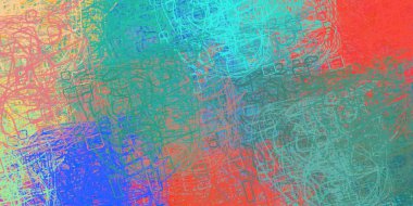 Soyut arka plan sanatı. 2D çizim. Etkileyici yağlı boya resim. Tuvalde fırça darbeleri. Modern sanat. Çok renkli arkaplan. Çağdaş sanat. İfade. Sanatsal dijital palet.