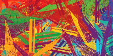 Soyut arka plan sanatı. 2D çizim. Etkileyici yağlı boya resim. Tuvalde fırça darbeleri. Modern sanat. Çok renkli arkaplan. Çağdaş sanat. İfade. Sanatsal dijital palet.