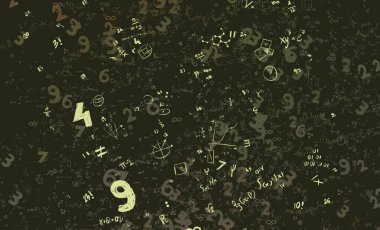 Matematik. 2D çizim. Numaralı soyut arkaplan, boşluğu kopyala 