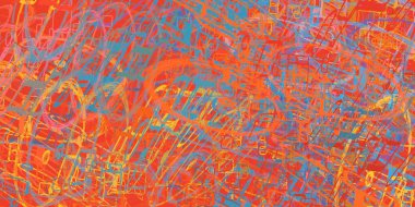 Soyut arka plan sanatı. 2D çizim. Etkileyici yağlı boya resim. Tuvalde fırça darbeleri. Modern sanat. Çok renkli arkaplan. Çağdaş sanat. İfade. Sanatsal dijital palet.